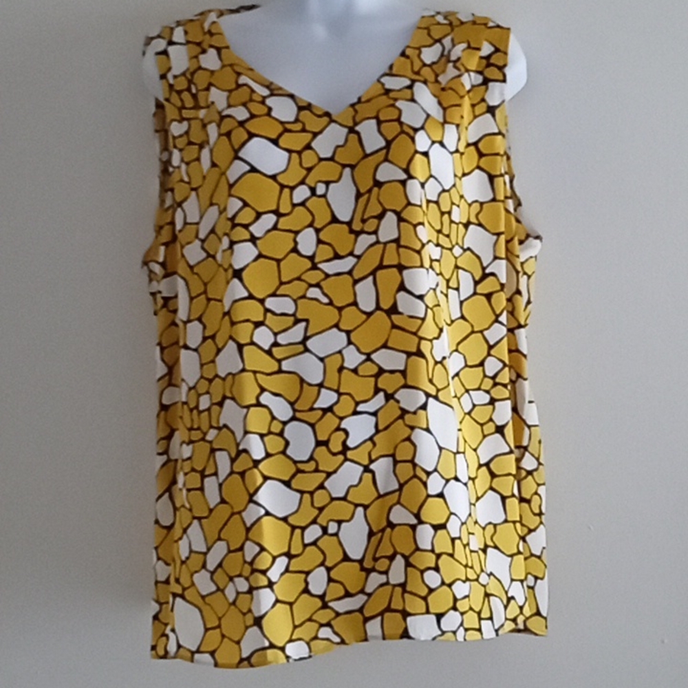 Woman's Top New sleeveless Kasper XL Yellow and white